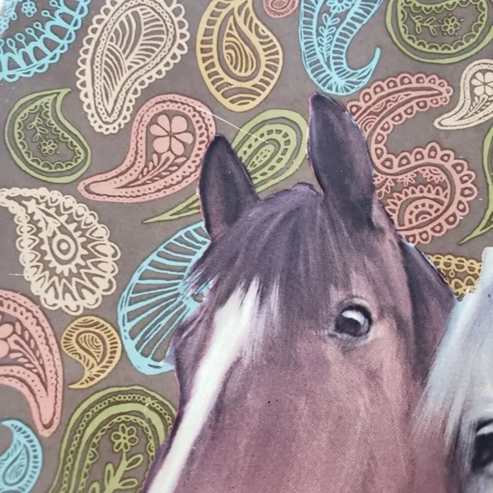 Beautiful Brown Paisley Square Horse Plate Cracker Barrel Equestrian Serving